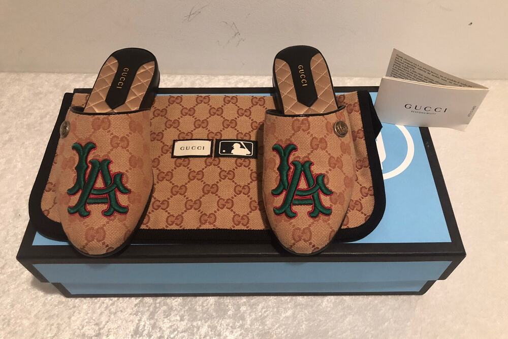 NIB Gucci x LA Dodgers GG Supreme MLB Mules 36EU/6US $945.00 *Limited Edition*